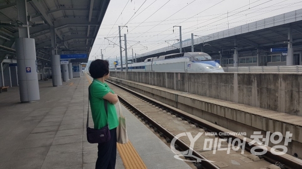 KTX공주역이 한산한 가운데 이용객이 열차를 기다리고 있다.  공주역활성화를 위해서는 연게교통망 구축,관광상품 개발 등이 시급한 것으로 나타났다.