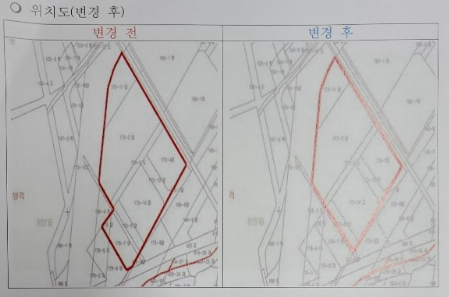 가족문화센터건립 위치도 ( 왼쪽 변경전/ 오른쪽 변경후)